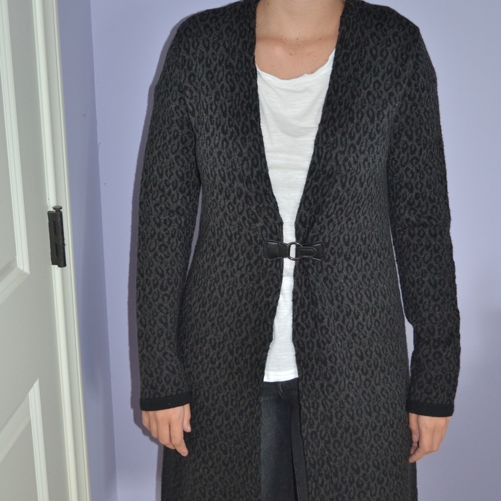 Calvin Klein Leopard Print Long Cardigan Sweater